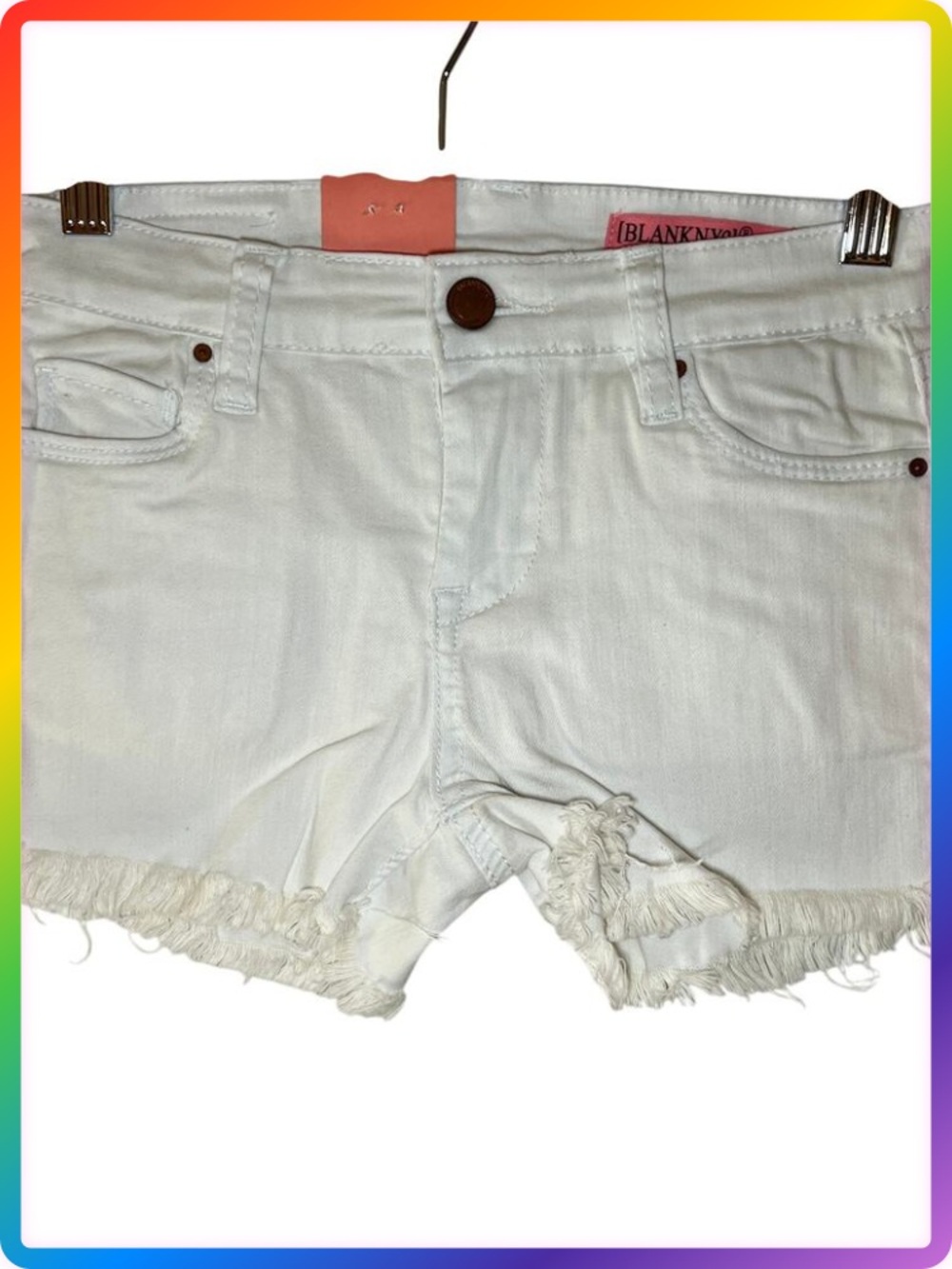 Blank NYC Astor Cutoff Denim Shorts Girls SIZE 12 White Raw Hem Mini Summer